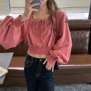 Lantern-sleeve Cropped Sweatshirt