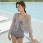 Set: Bow Detail Swimsuit + Cover Up