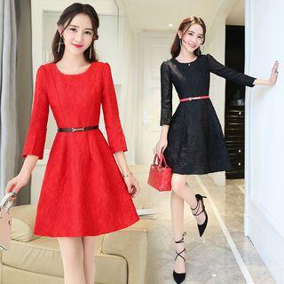 3/4-sleeve A-line Mini Party Dress
