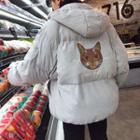 Couple Matching Cat Print Hooded Padded Coat