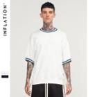 Drop-shoulder Elbow-sleeved T-shirt