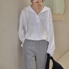 Long-sleeve Hood T-shirt White - One Size