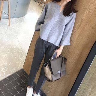 Set: V-neck Sweater + Harem Pants