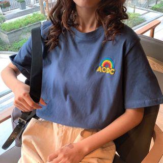 Loose-fit Short-sleeve Rainbow Print T-shirt