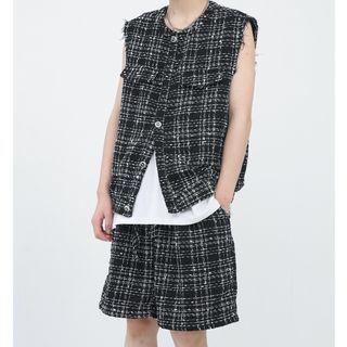 Button-up Vest / Wide Leg Shorts
