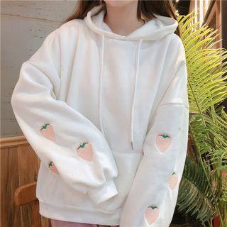 Strawberry Embroidered Fleece-lining Hoodie