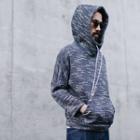 Gradient-striped Hooded Pullover