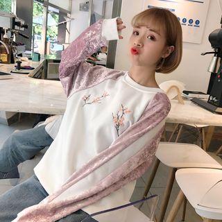 Long-sleeve Embroidered Raglan Top