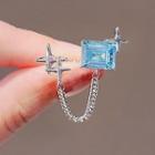 Rhinestone Chained Alloy Ring Ly2265 - Blue - One Size