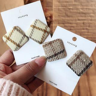 Plaid Square Stud Earring