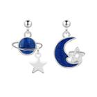 Non-matching 925 Sterling Silver Planet Moon & Star Dangle Earring 1 Pair - As Shown In Figure - One Size