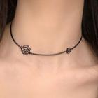 Hollow Rose Alloy Choker Black - One Size