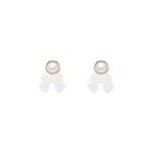 Bow Faux Pearl Dangle Earring 1 Pair - Silver Stud - White - One Size
