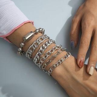 Layered Alloy Bracelet 1413 - Silver - One Size