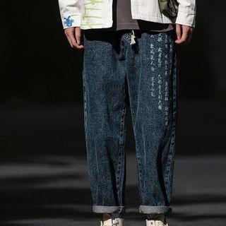 Lettering Print Straight-leg Jeans