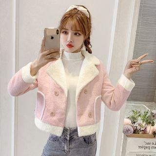 Double-breasted Cropped Fleece Jacket