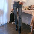 Slit Semi Boot-cut Washed Jeans