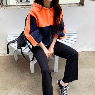 Zipped Neon Padded-panel Hoodie