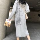Printed Midi Hoodie Dress Gray - One Size