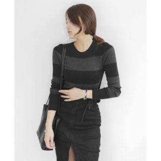 Color-block Slim-fit Knit Top