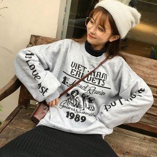 Oversized Letter Print Pullover