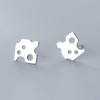 925 Sterling Silver Cheese Earring 1 Pair - S925 Silver - One Size