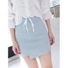 Plus Size Pastel Wrap-front Miniskirt