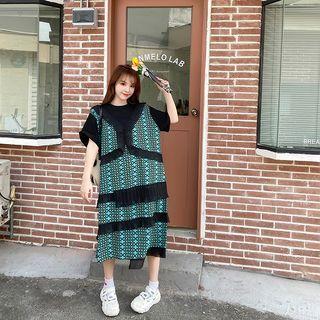 Short-sleeve Asymmetrical Panel Dress