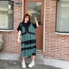 Short-sleeve Asymmetrical Panel Dress