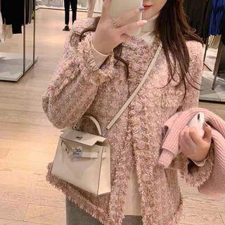 Long-sleeve Plain Fringed Coat