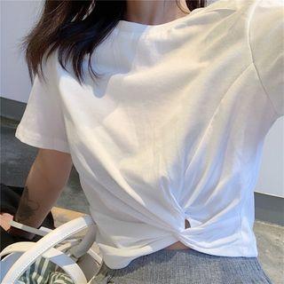 Short-sleeve Knot-front Cropped T-shirt