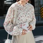 Puff-sleeve Floral Shirt As Shown In Figure - One Size