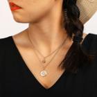 Alloy Rhinestone Shell Pendant Layered Necklace 8063 - One Size