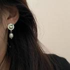 Cat Faux Pearl Alloy Dangle Earring 1 Pair - Gold & White - One Size