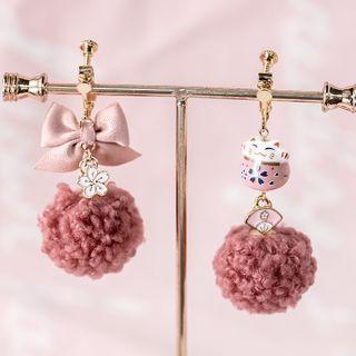 Asymmetrical Bobble Drop Earring / Clip-on Earring
