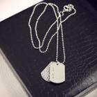 Rhinestone Tag Necklace Silver - One Size