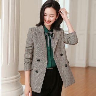 Set: Double-breasted Plaid Blazer + Dress Pants