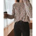 Multicolor-pompom Cable-knit Sweater