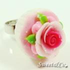 Sweet Pink Glitter Cupcake Floral Ring
