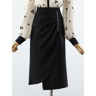 Floral Shirt / Asymmetrical Pencil Skirt
