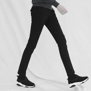 Blushed-fleece Lined Slim-fit Dress Pants