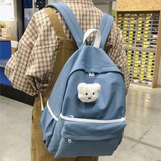 Nylon Plush Detail Backpack