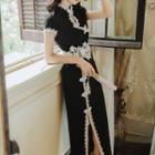 Short-sleeve Lace Detail Qipao Dress