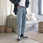 Wide Straight Cut Cropped Jeans