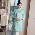 3/4-sleeve Traditional Chinese Padded A-line Dress