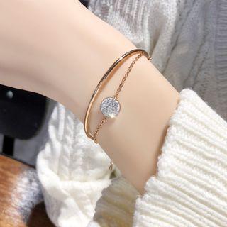 Round Rhinestone Layered Bangle