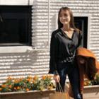 Open-placket Drawstring-waist Blouse