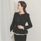 Faux-pearl Buttoned Peplum Jacket