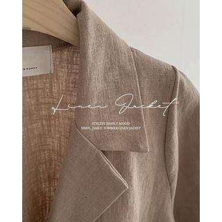 Short-sleeve Linen Blazer Sky Blue - One Size