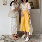 Short-sleeve Floral Top / Suspender Midi Skirt / Short-sleeve Midi Floral A-line Dress